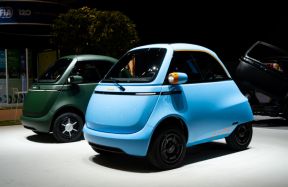 Microlino Lite ir kompakts pilsētas elektromobilis ar 100-177 kilometru nobraukumu un nomas cenu 156 eiro mēnesī.