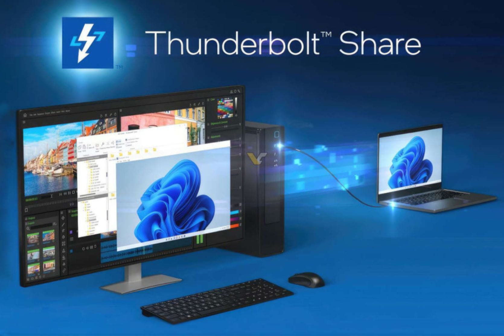Intel iepazīstināja ar programmu Thunderbolt Share, kas ļauj viegli kopīgot failus un perifērijas ierīces vairākos datoros.