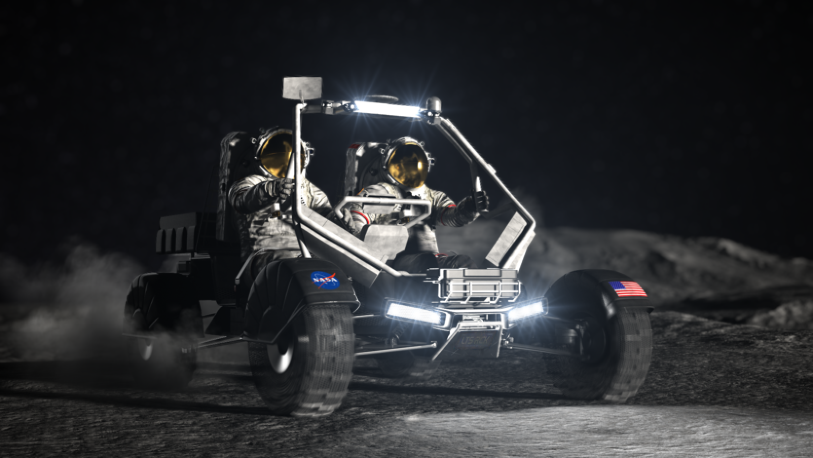NASA ir izvēlējusies trīs uzņēmumus, kas radīs "mēness automobili" Artemis misiju astronautiem.