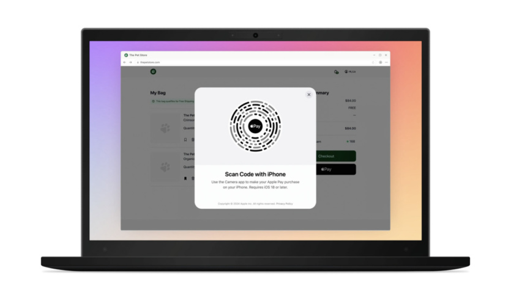 iOS 18 ļaus norēķināties ar Apple Pay trešo pušu pārlūkprogrammās Mac un Windows datoros.