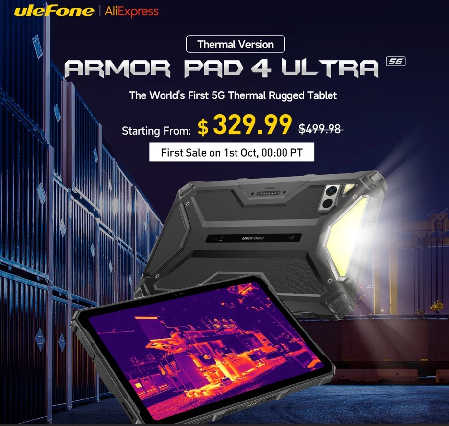 Atklāts unikāls nesalaužams planšetdators Ulefone Armor Pad 4 Ultra ar termovizoru